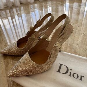 Dior Gold Women's Slingback Heels size 37